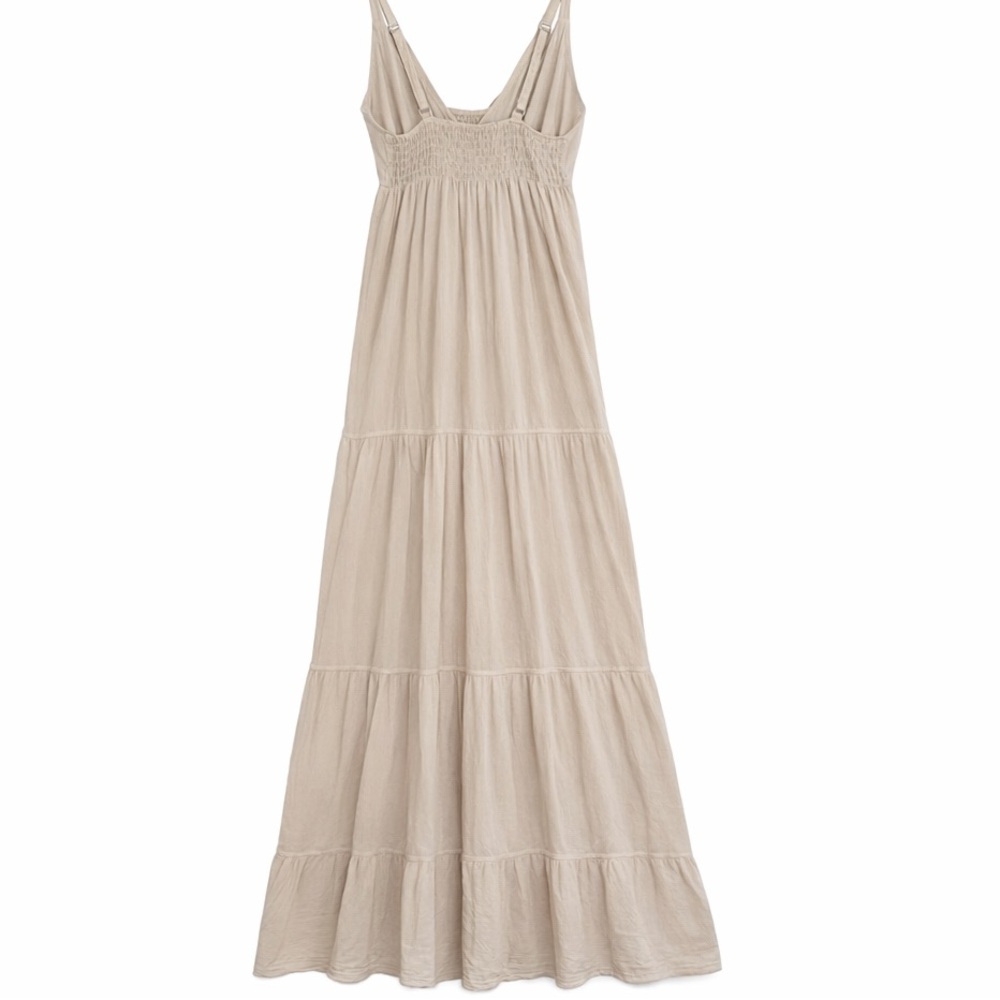 Seaspice Peruvian Cotton Tiered Western Maxi Dress L Sandstone Beige - Picture 3 of 12